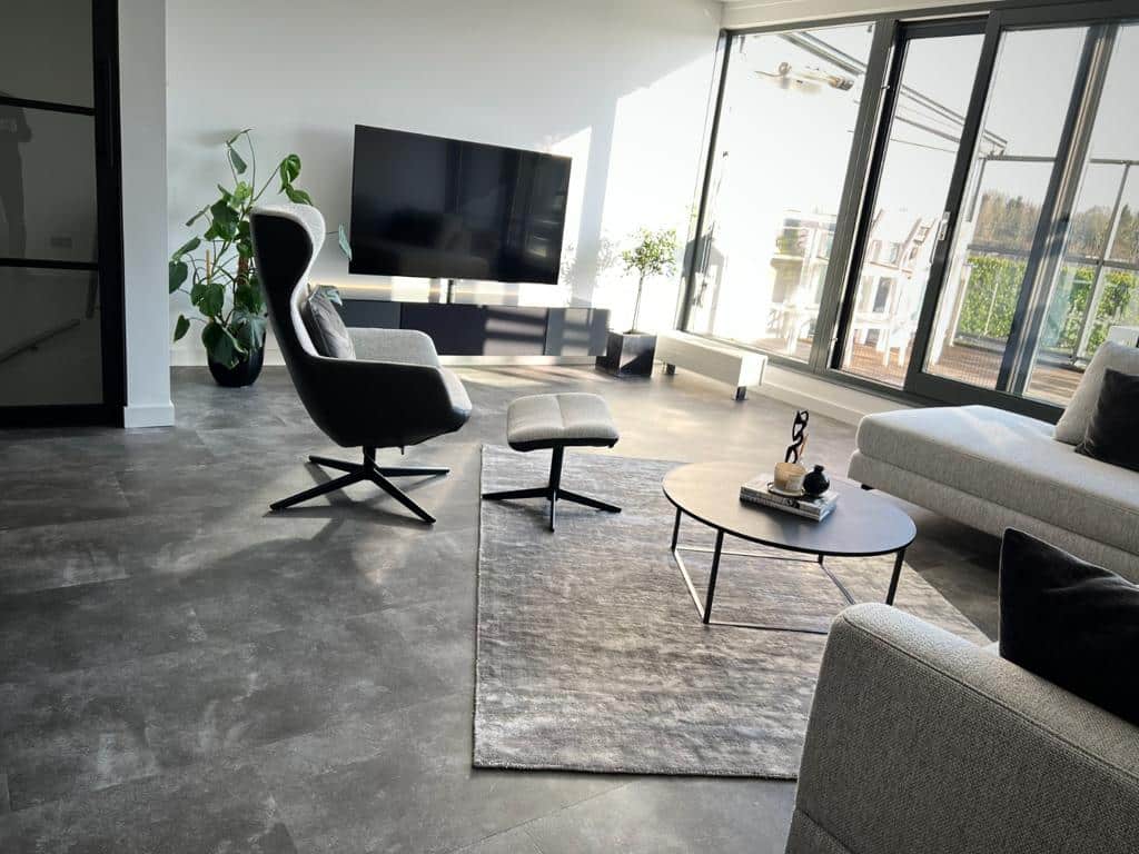 PVC vloertegel betonlook vloer Andes warm grijs | Stile Floors