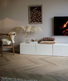 Vivian beige eiken XL PVC visgraat vloer walvisgraat